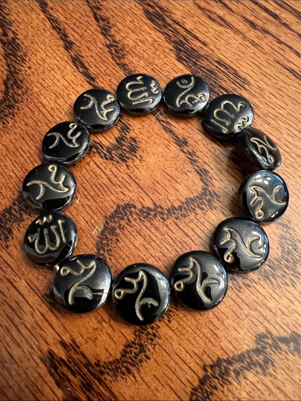 Black Obsidian Beaded Horoscope Zodiac Star Astrological Symbol Stretch Bracelet